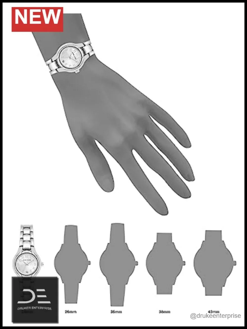 Silver-Tone Date Function Bracelet Watch with Mineral Crystal Lens